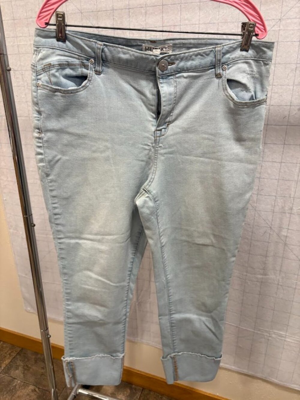 Light Wash Cuffed Crop Jeans